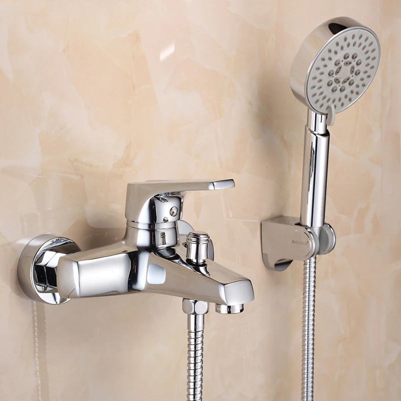 Wall Mounted Bathroom  Faucet  Bath Tub Mixer Tap With Hand 