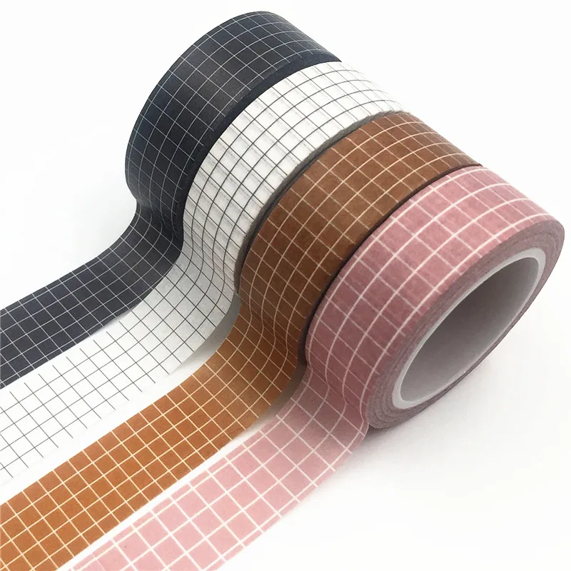 10m black white pink grid washi tape set japanese paper