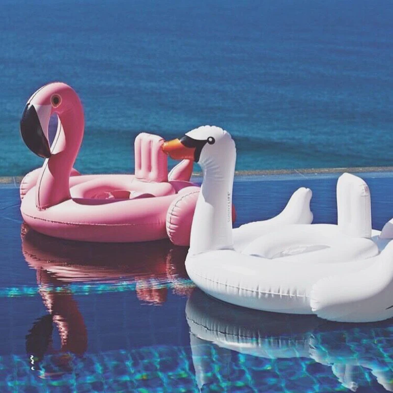 2016 Summer Baby Pink Flamingo Swimming Ring Inflata   ble 