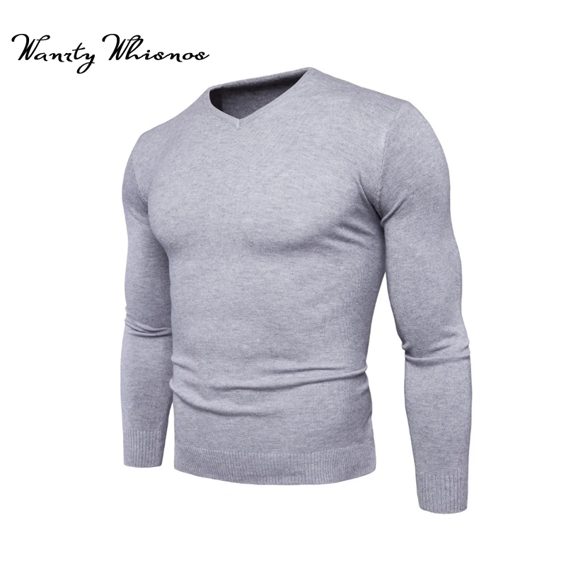 Hot Sale Mens Cotton Sweater Pullovers Men V Neck Sweaters