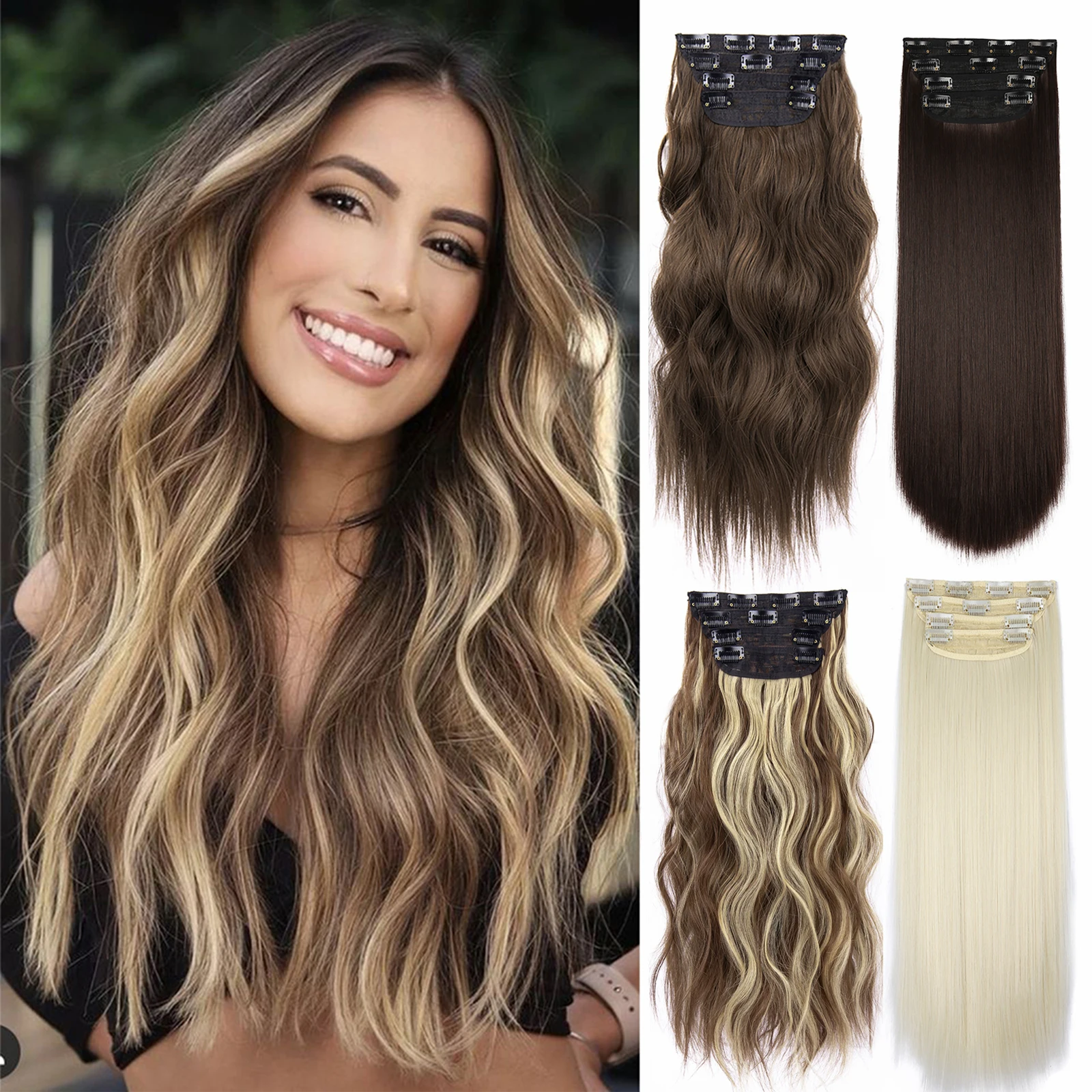 Brown Hair Blonde Extensions | Dark Blonde Hair Extension - Synthetic ...