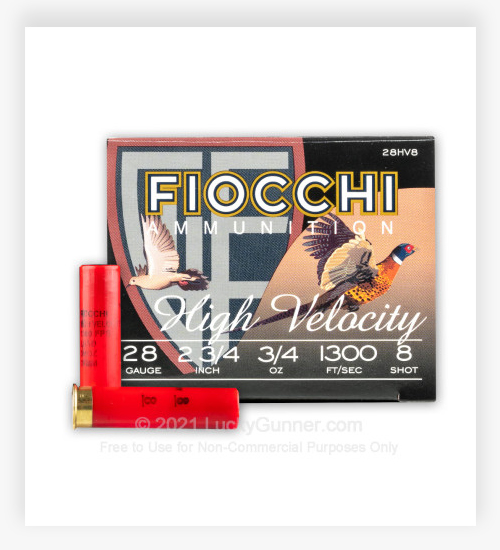 Fiocchi 28 Gauge Ammo 2-3/4" 3/4oz. #8 Shot