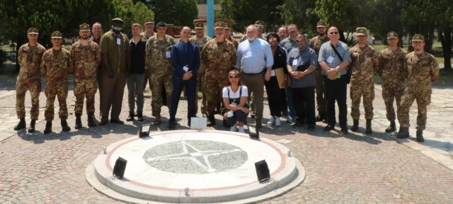 Italian soldiers from the “Julia” logistic regiment in Merano, Italy pose with U.S. members of the Logistics Readiness Center Italy, based out of Caserma Ederle on May 19.