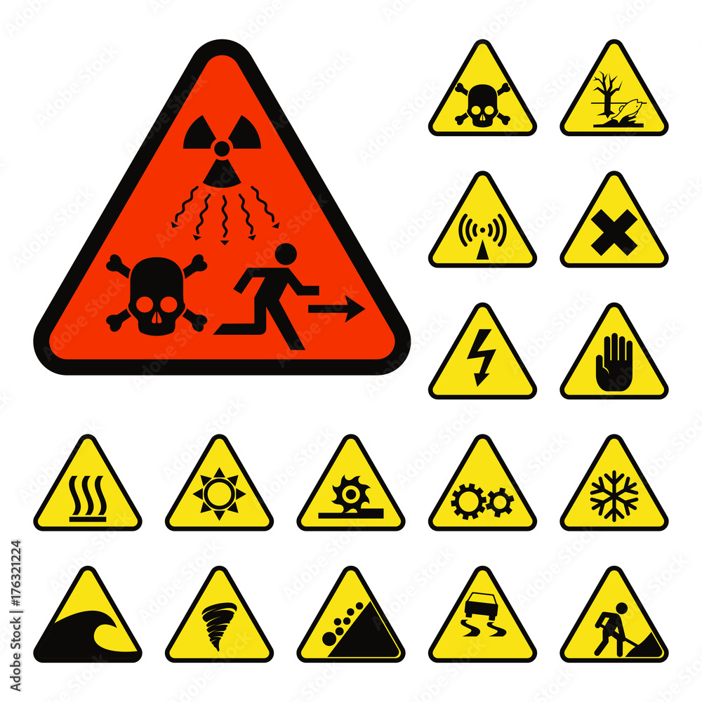 Prohibition signs industry production vector warning danger symbol ...