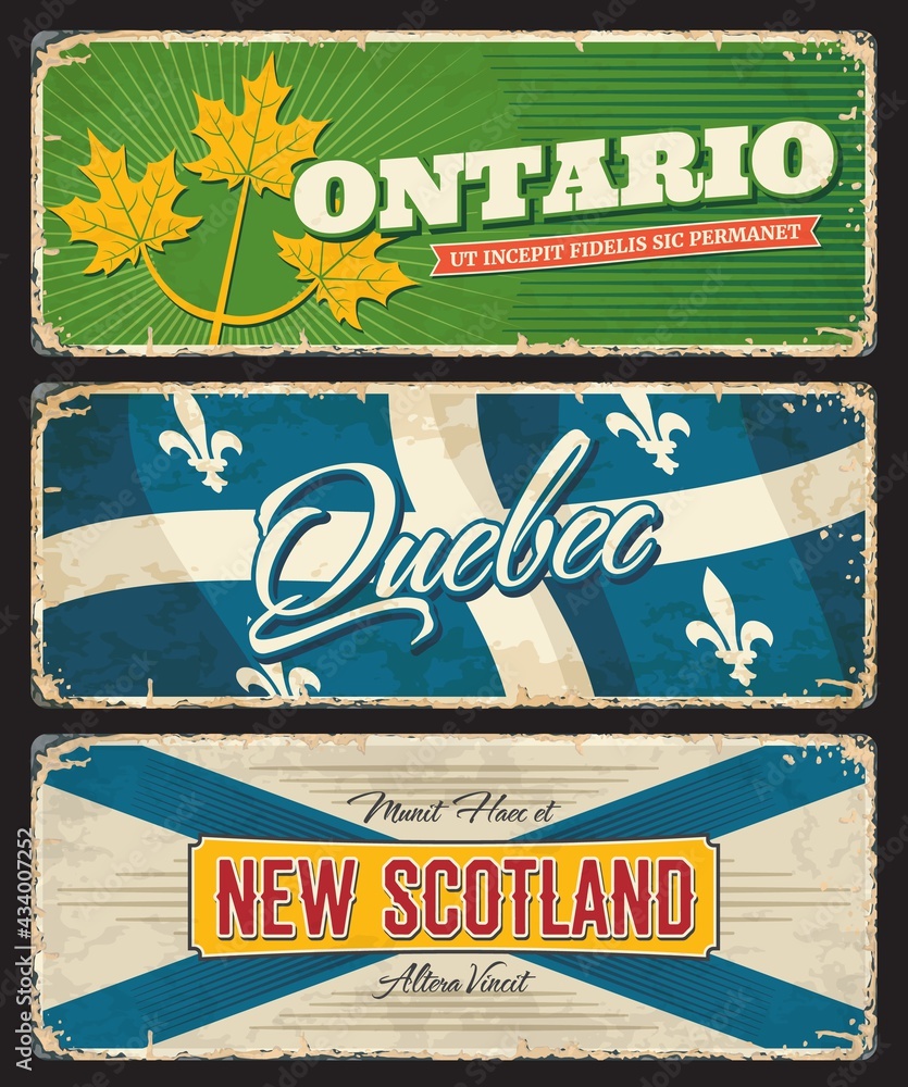 Ontario, Quebec and New Scotland Canada regions and provinces vector ...