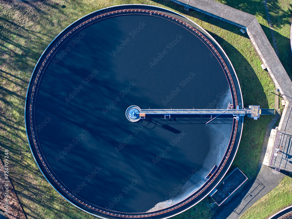 Vertical view of the municipal wastewater treatment plant. Servicing ...