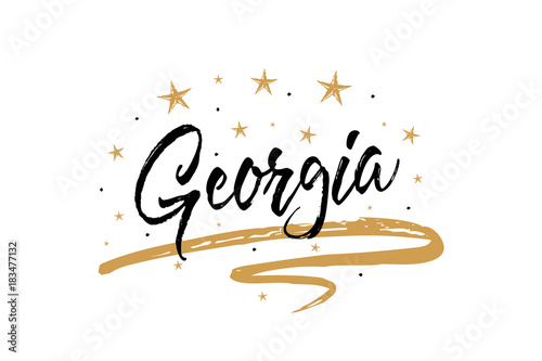 Georgia. Name country word text card, banner script. Beautiful ...