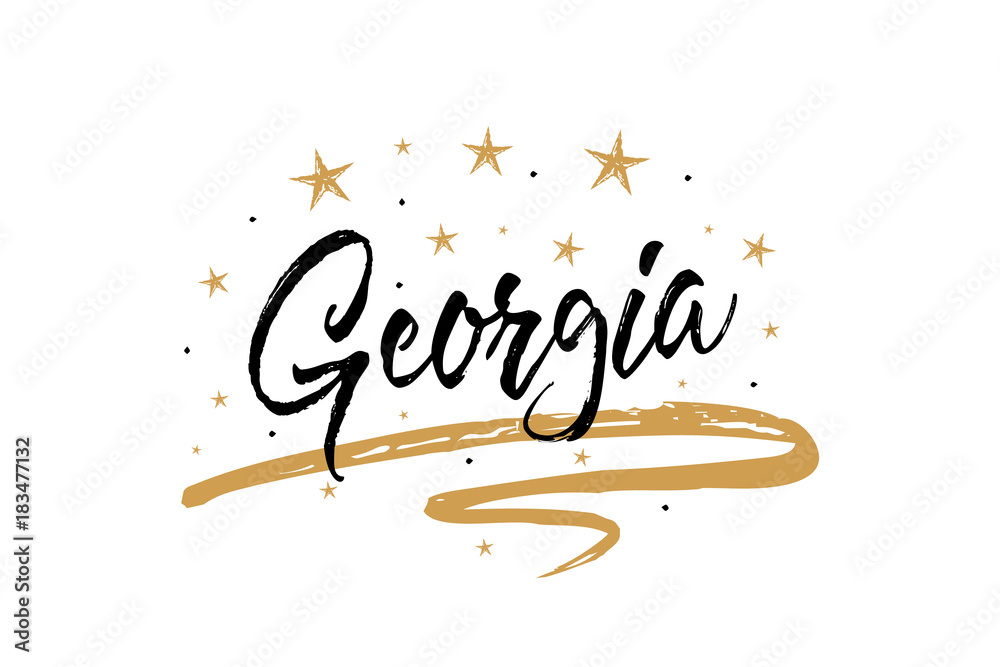 Georgia. Name country word text card, banner script. Beautiful ... image.