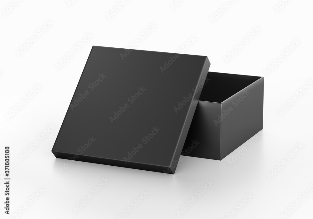 Black Realistic Square Box Mockup, Dark Cardboard Shoe box, 3d ...