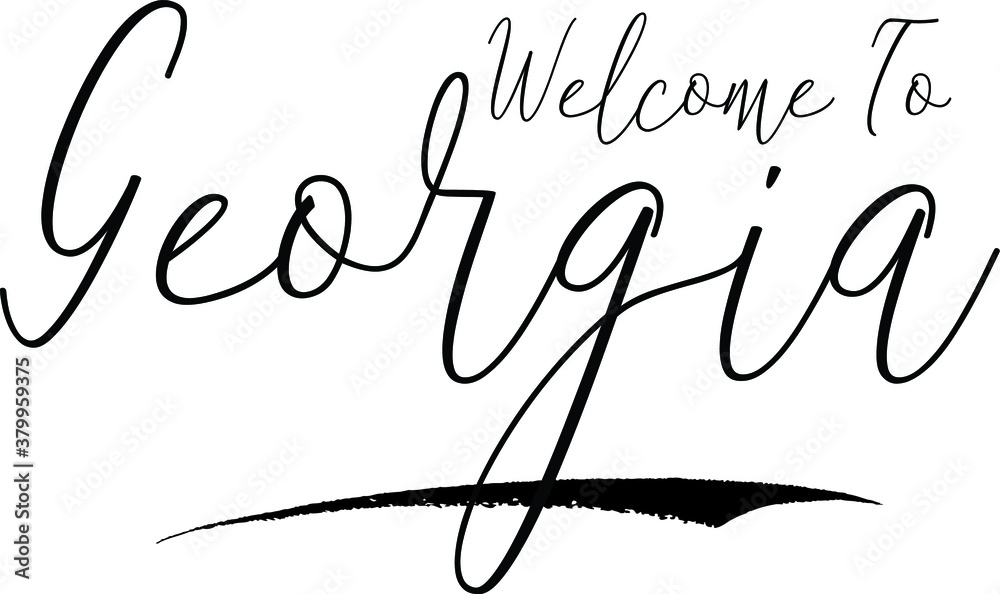 Welcome To Georgia Country Name Handwritten Typography Black Color Text ...