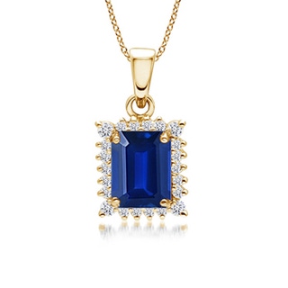 Emerald Cut Lab-Grown Lab Grown Blue Sapphire