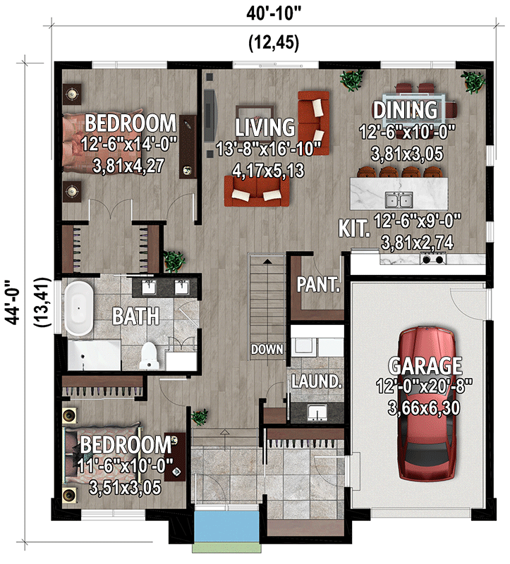 1405 Square Foot Contemporary Scandinavian-Inspired House Plan with 2 ...