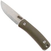 KNAFS Lulu KNAFS-00231 Raw CPM MagnaCut, Green Canvas Micarta, fixed knife