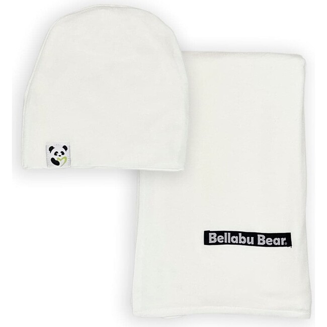 Milk White Bamboo Swaddle & Beanie Set, White