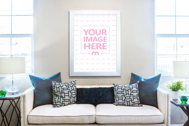 Canvas Art Poster on Living Room Wall Mockup Generator preview image