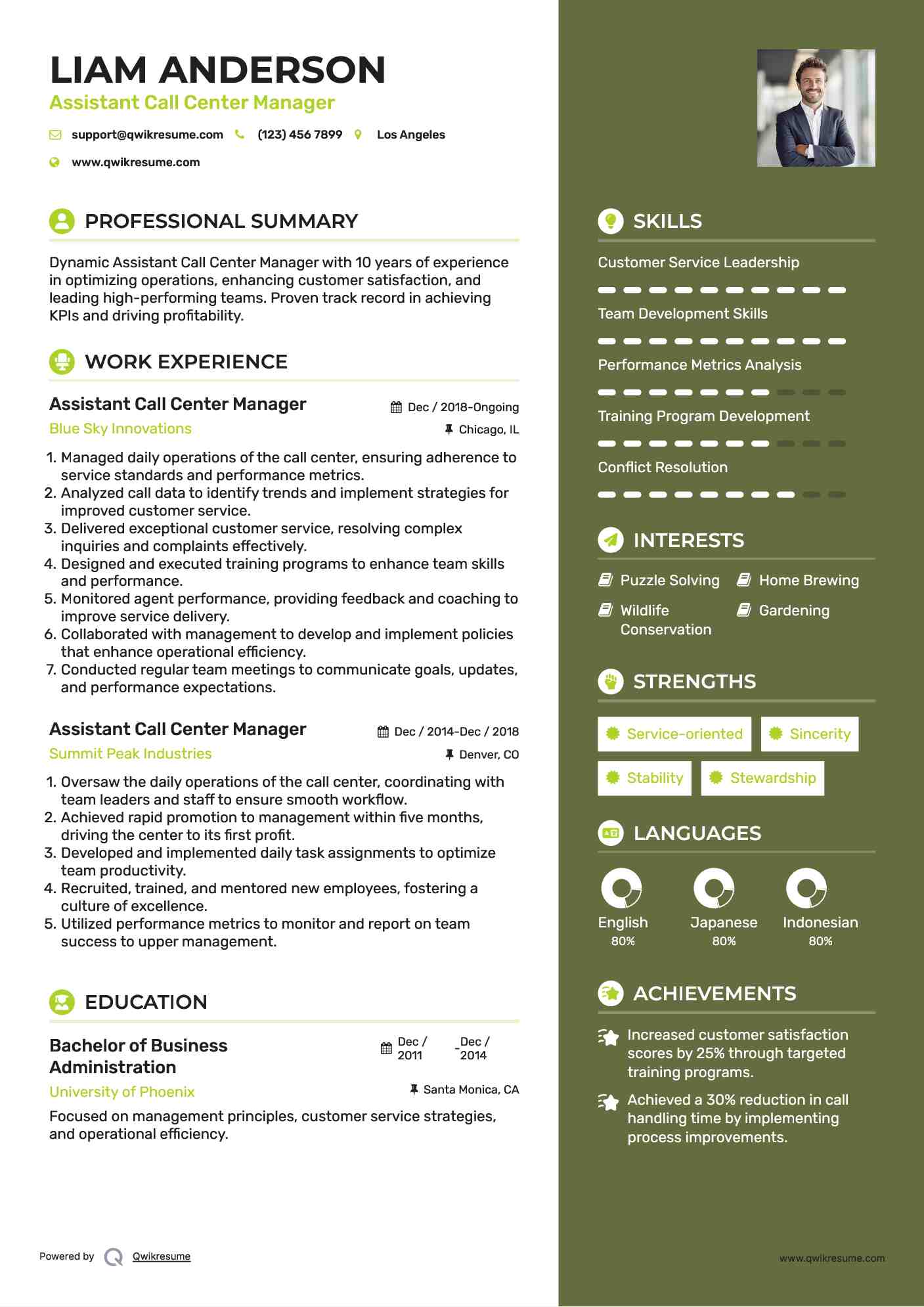 Call Center Manager Resume Examples - zfiayhshira