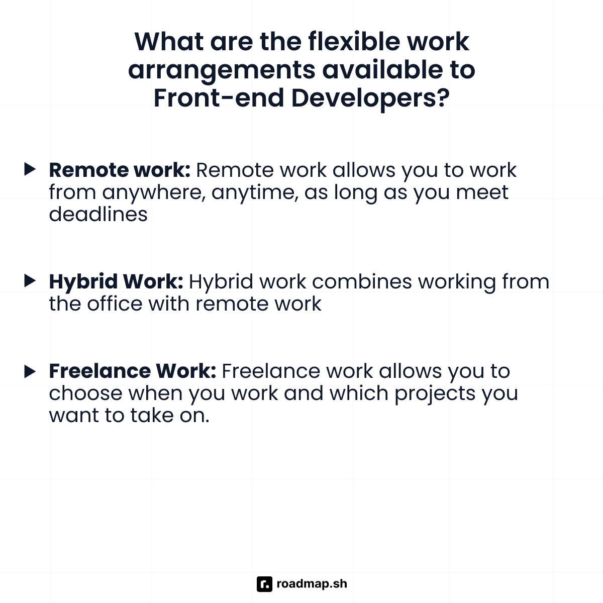 Flexible work arrangements available to frontend developers