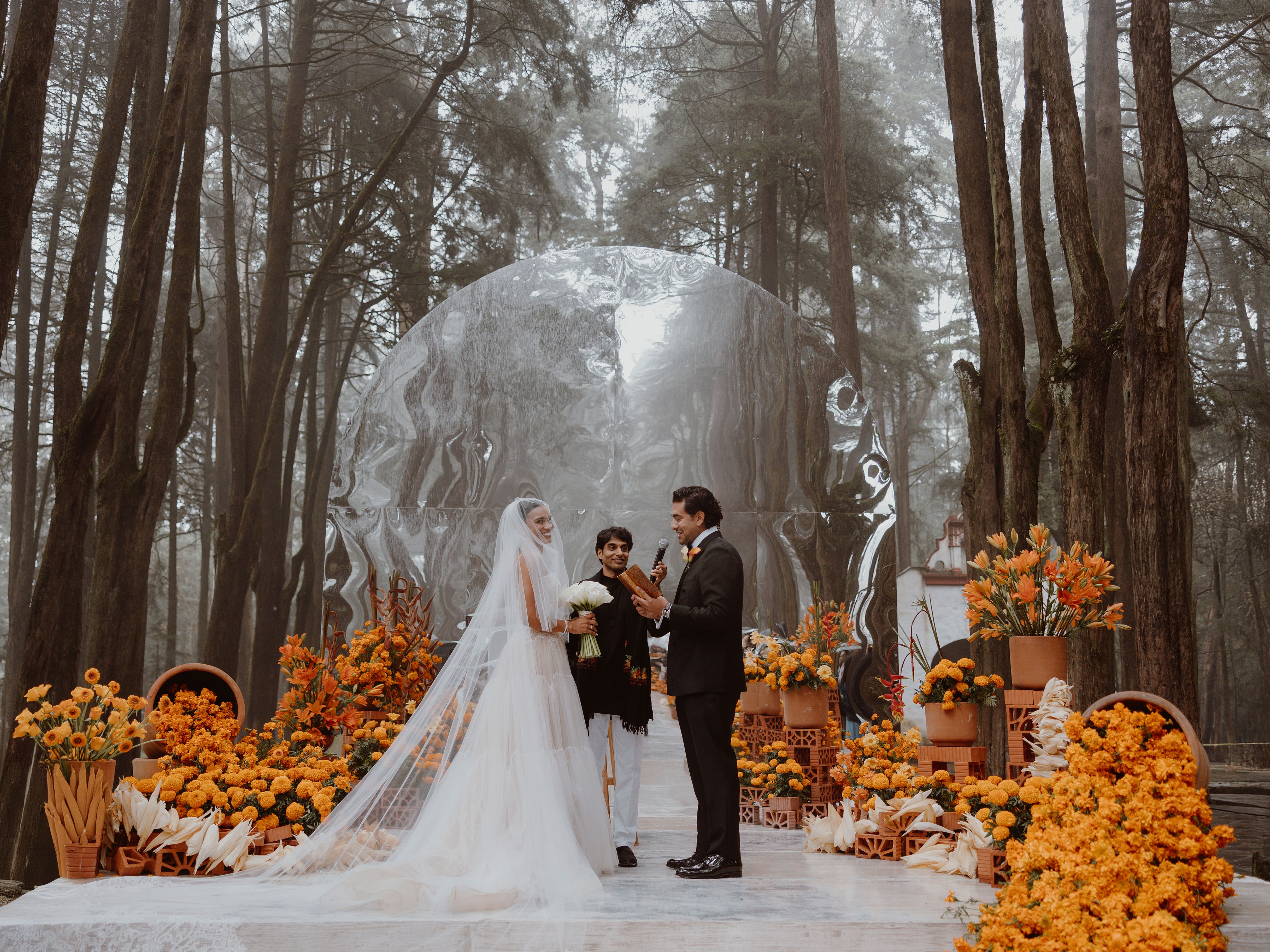 The Bride Wore Vera Wang for Her Wedding at a 400-Year-Old Monastery in the Forest Outside Mexico City