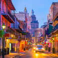 Pubs and bars with neon lights in French Quarter