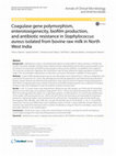 Research paper thumbnail of Coagulase gene polymorphism, enterotoxigenecity, biofilm production, and antibiotic resistance in Staphylococcus aureus isolated from bovine raw milk in North West India