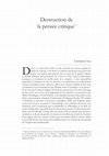 Research paper thumbnail of Destruction de la pensée critique. Hans-Georg Gadamer et Reinhart Koselleck