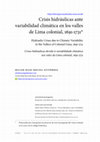 Research paper thumbnail of Crisis hidráulicas ante variabilidad climática en los valles de Lima colonial, 1691-1731