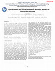 Research paper thumbnail of Synchronous and Asynchronous E-learning impact on Distance Education