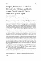 Research paper thumbnail of Peoples, Homelands, and Wars? Ethnicity, the Military, and Battle Among British Imperial Forces In the War Against Japan