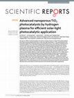 Research paper thumbnail of Advanced nanoporous TiO2 photocatalysts by hydrogen plasma for efficient solar-light photocatalytic application