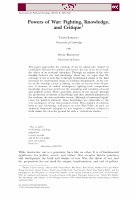 Research paper thumbnail of Powers of War: Fighting, Knowledge and Critique