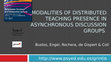 Research paper thumbnail of Modalities of Distributed Teaching Presence in asynchronous discussion groups 