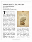 Research paper thumbnail of Cypro–Minoan Inscriptions, Volume I: Analysis (REVIEW)