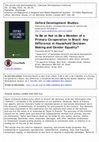 Research paper thumbnail of To be or not to be a member of a primary cooperative in Brazil: any difference in Gender Equality and Household Decision Making?