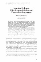 Research paper thumbnail of Learning style and effectiveness of online and face-to-face instruction