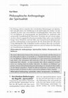 Research paper thumbnail of Philosophische Anthropologie der Spiritualität