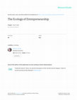 Research paper thumbnail of The Ecology of Entrepreneurship