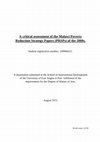 Research paper thumbnail of A critical assessment of the Malawi Poverty Reduction Strategy Papers (PRSPs) of the 2000s