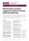 Research paper thumbnail of Effectiveness of Donor Support to Women in Formal Political Leadership – Executive Summary