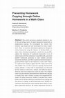 Research paper thumbnail of Preventing Homework Copying through Online Homework in a Math Class