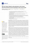 Research paper thumbnail of 3D Cell Culture Models as Recapitulators of the Tumor Microenvironment for the Screening of Anti-Cancer Drugs