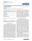 Research paper thumbnail of Recommendations for management of burn patients in context of COVID-19 pandemic