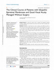 Research paper thumbnail of The Clinical Course of Patients with Idiopathic Epiretinal Membranes and Good Visual Acuity Managed Without Surgery