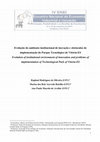 Research paper thumbnail of Evolução do ambiente institucional de inovação e obstáculos de implementação do Parque Tecnológico de Vitória-ES