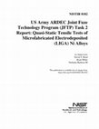 Research paper thumbnail of US Army ARDEC Joint Fuze Technology Program (JFTP) task 2 report: quasi-static tensile tests of microfabricated electrodeposited (LIGA) Ni alloys