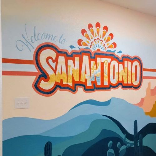 Welcome to San Antonio by Laura Lewis Mural Design in Austin