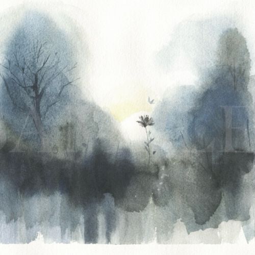 Watercolor landscape by Min Kim in Paris