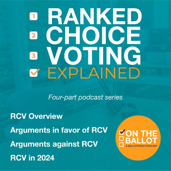 Promotional graphic for podcast on Ranked-choice Voting (RCV) Explained