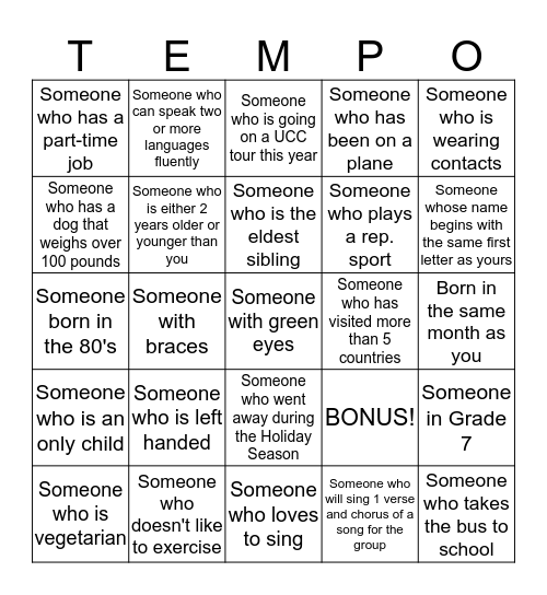 HUMAN BINGO Card