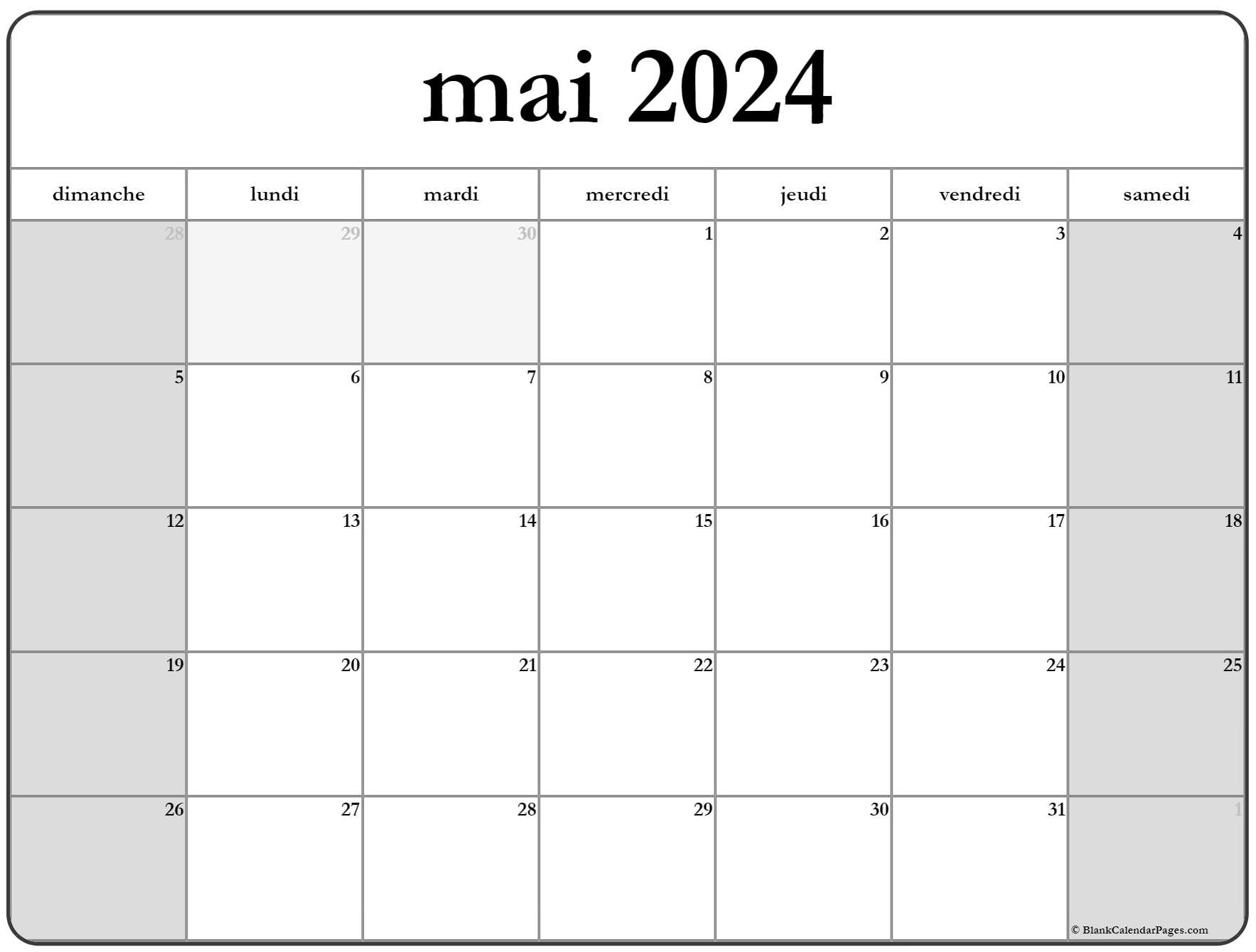 calendrier mai à im … - 2024 June Calendar