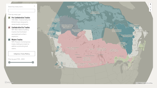 Map of Canada with land treaty borders